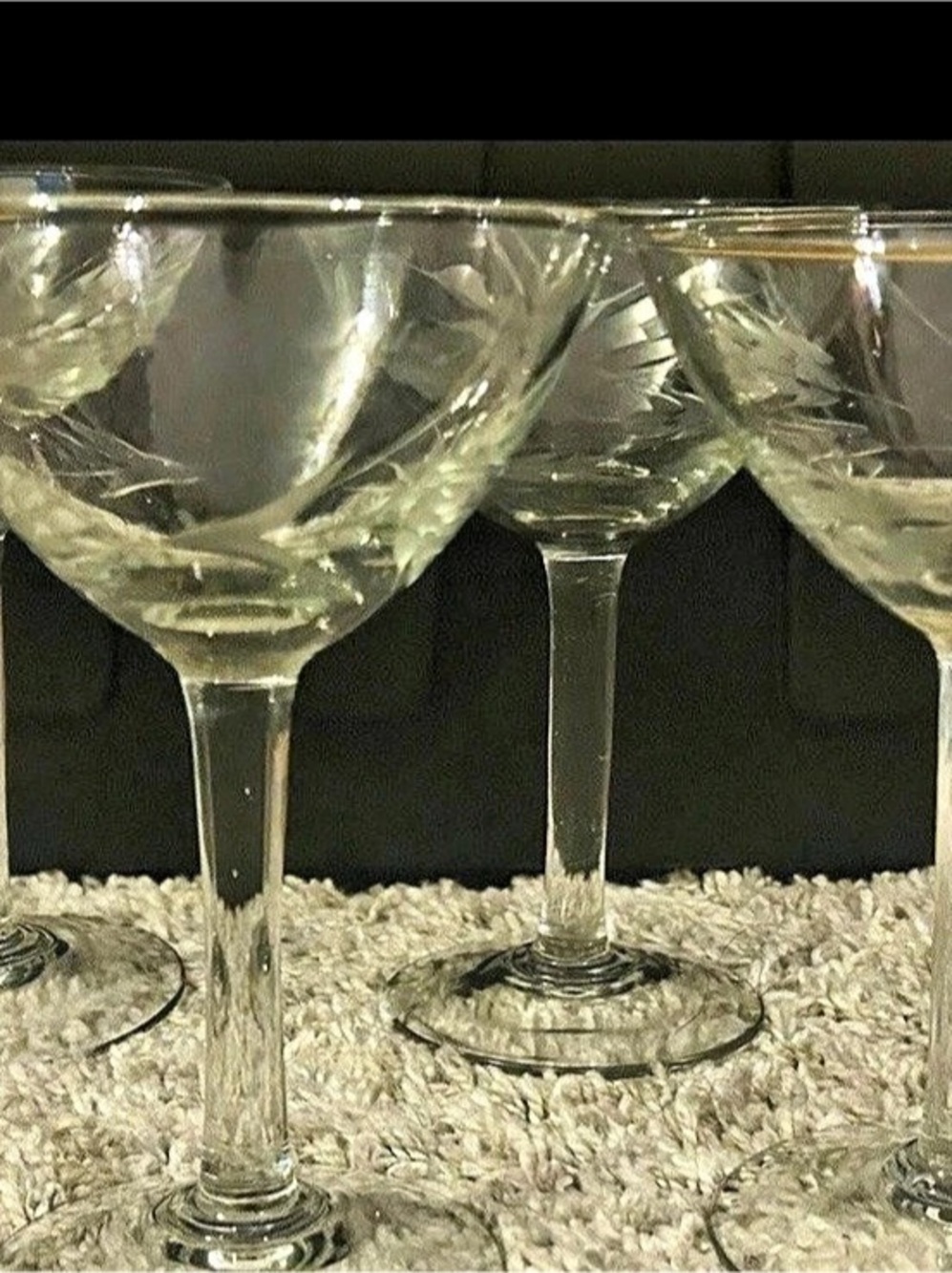 Clear Cut Glass Cocktail Glasses Set of 4
